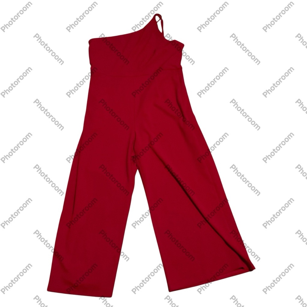 see You Monday Elegant Red One-Shoulder Jumpsuit